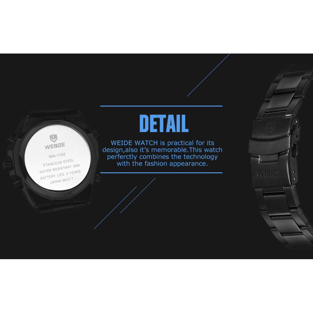 Đồng hồ điện tử kỹ thuật số thạch anh Lịch tháng 3ATM Bộ đếm thời gian chống thấm nước Nam doanh nhân Thời trang giản dị WEIDE WH1102
