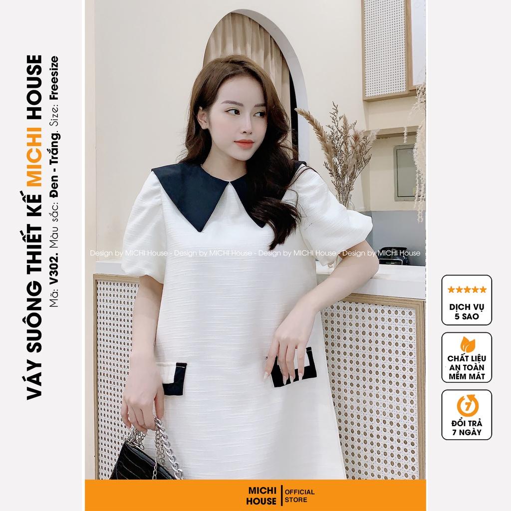 Váy Suông Công sở Dự tiệc Hàn Quốc V302 MICHI House Váy Dạ Tweed Dáng Xuông Thiết kế Freesize Trẻ Trung