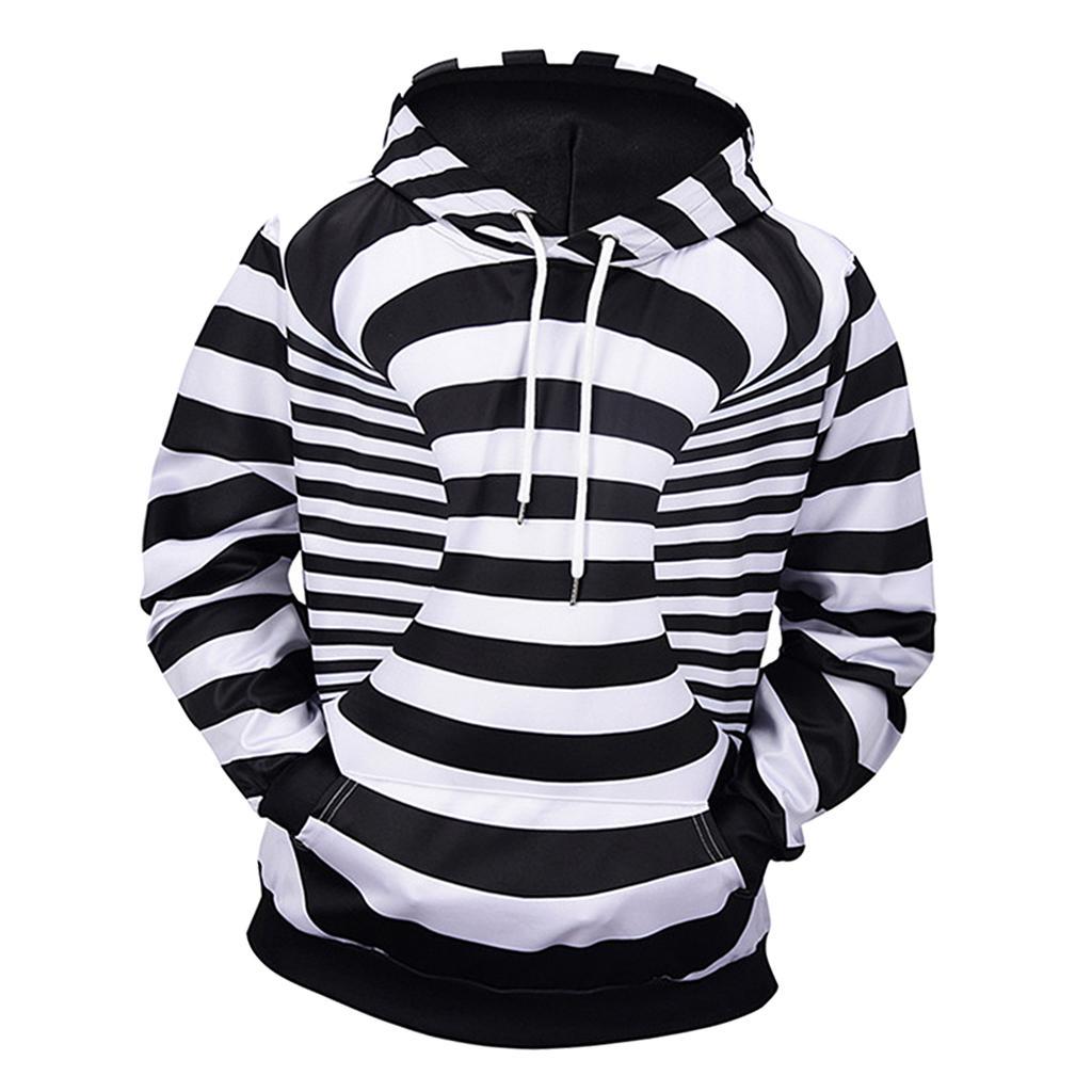 Novelty Men Women 3D Zebra Cross Stripe Hoodie Sweater Sweatshirt Jacket Coat Pocket Pullover Tops