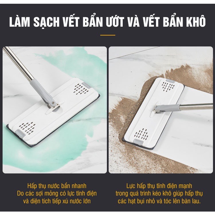 Bộ lau nhà Kitimop-C6 Plus có thùng lau nhà 2 ngăn tự vắt, chổi lau nhà 360 độ lau sạch khô nhanh, tặng 2 bông lau