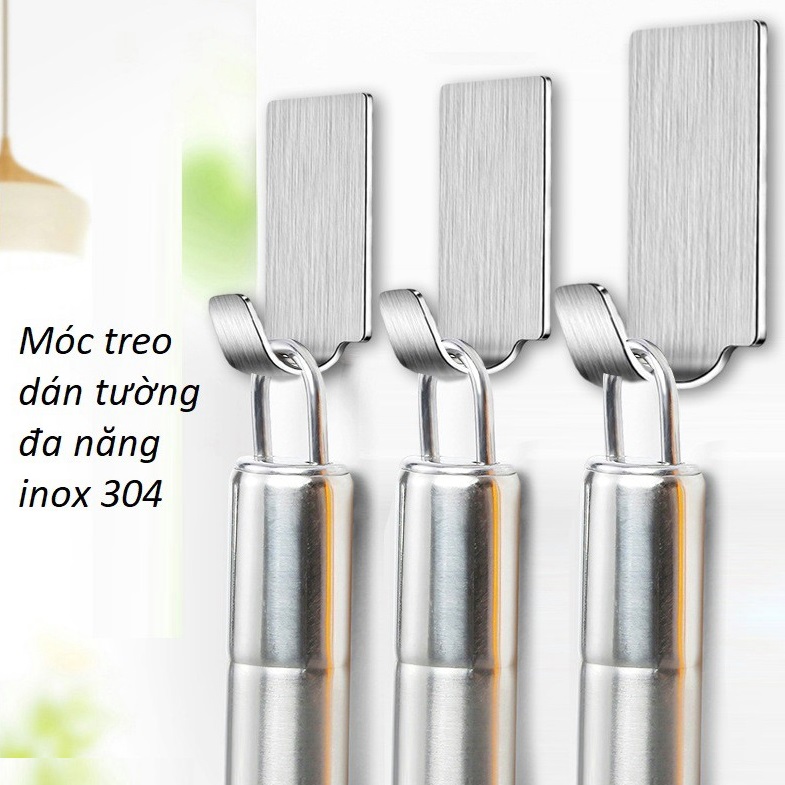 Bộ 10 Móc Treo Đồ Dán Tường Chữ Nhật Dẹt Inox 304 Nhỏ Gọn Bền Đẹp