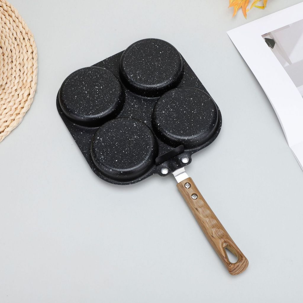 Khuôn Chảo Rán Trứng 4 Lỗ Tròn Loại Dày Hợp Kim Nhôm Đa Năng