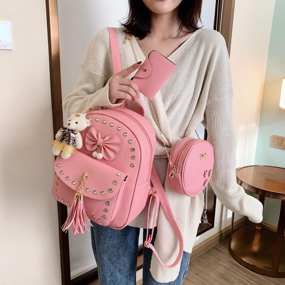 Chongsukei Nơ Mini Dễ Thương Da Ba Lô Trẻ Em Công Chúa Cô Gái Đeo Túi Ba Lô Thời Trang Nhỏ Túi Tất Cả Trận Đấu