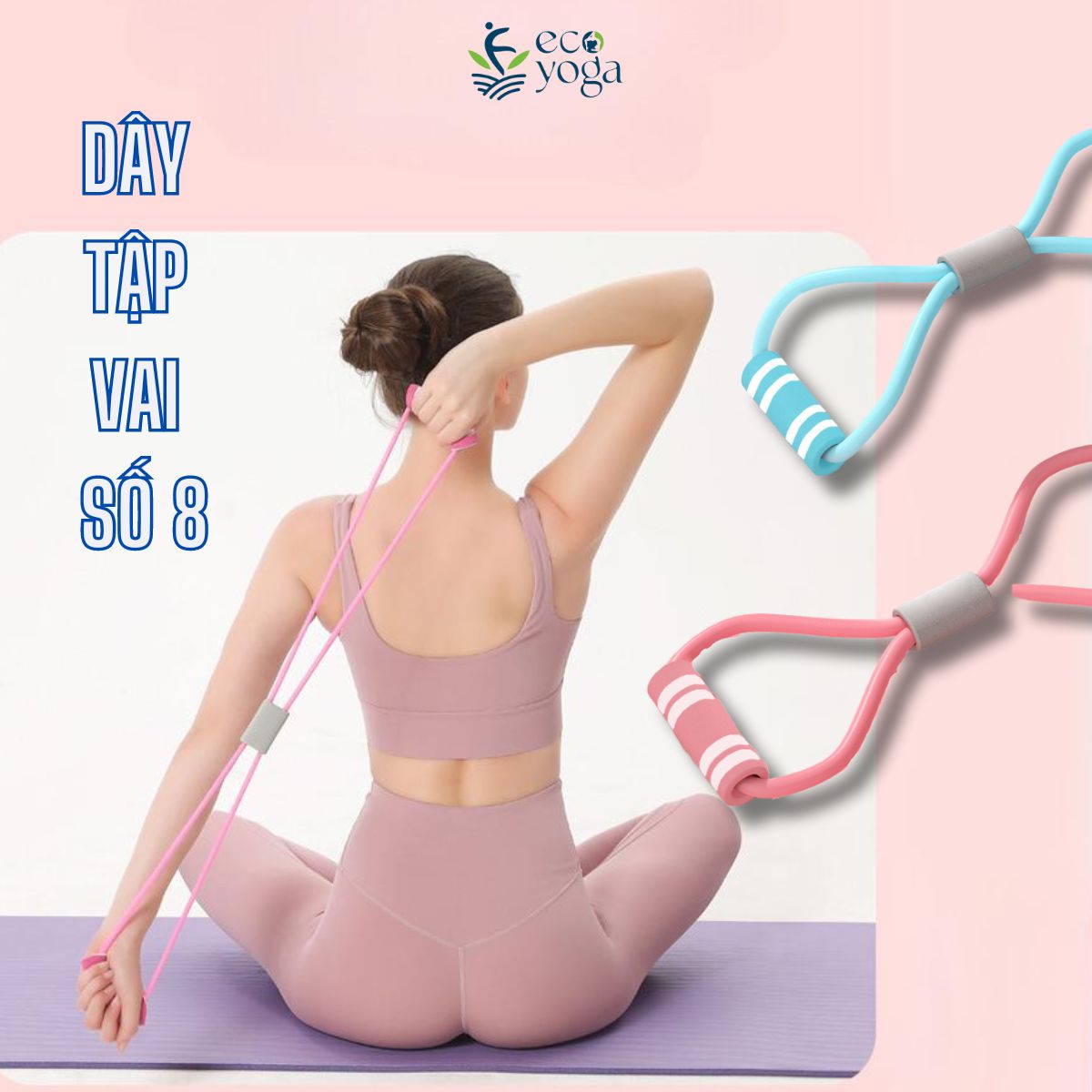 Dây Kéo Đàn Hồi Tập Tay Vai Hình Số 8 - YOGA QG, Chất Liệu Cao Su Dẻo Dai, Đàn Hồi Tốt, Giúp Bạn Có Một Cơ Thể Cân Đối, Khỏe Mạnh