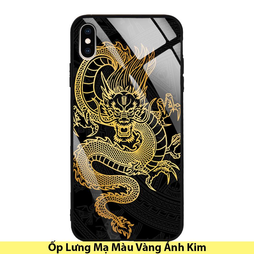 Ốp Lưng Mạ Màu Vàng Ánh Kim cho điện thoại Iphone XS Max - 03007 8007 DRAGON15 - Rồng dũng mãnh - Hàng Chính Hãng