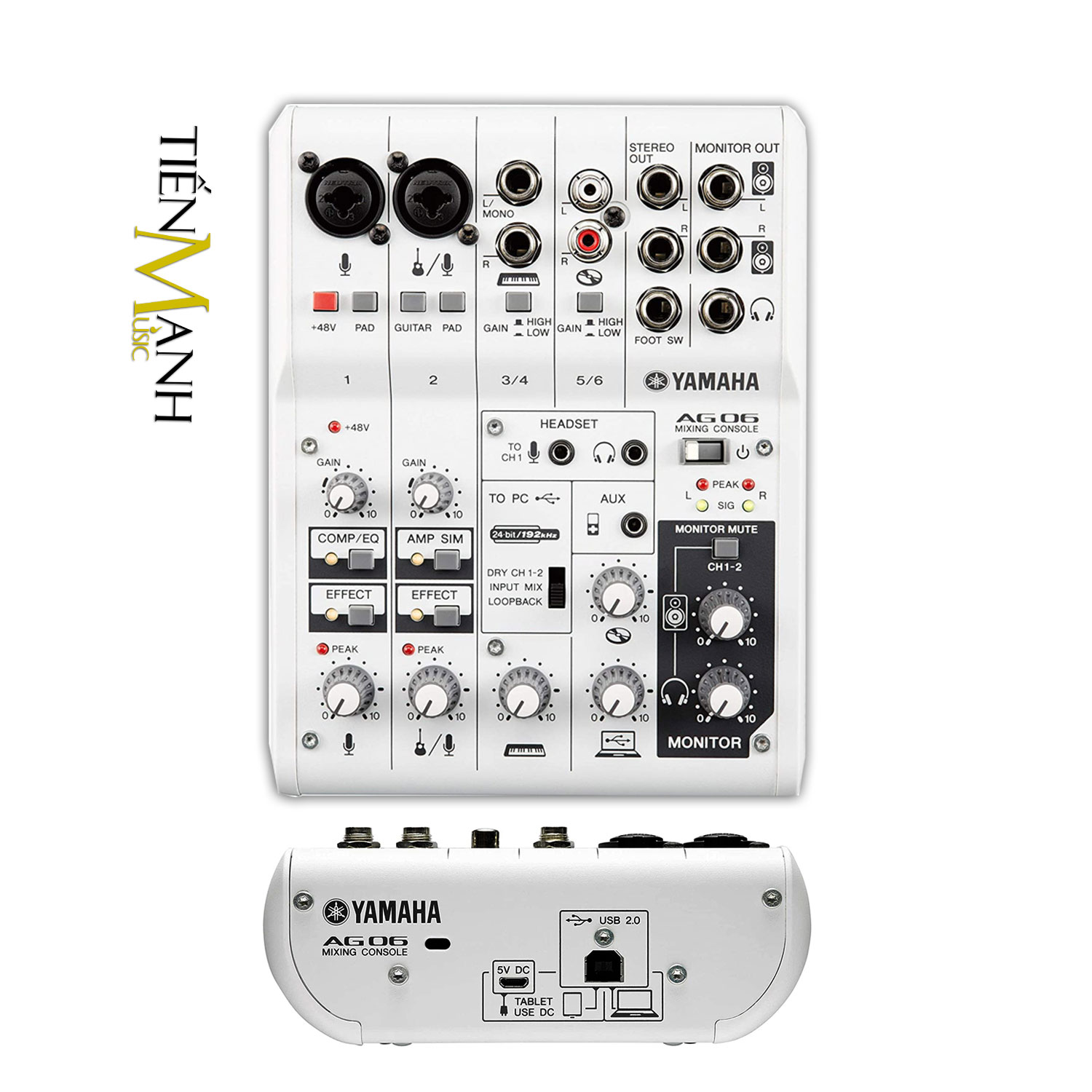 Yamaha AG06 Soundcard kiêm Bàn Trộn Mixer Interface Compact Stereo Mixing Console AG6 Phòng Thu Studio Mix Hàng Chính Hãng - Kèm Móng Gẩy DreamMaker