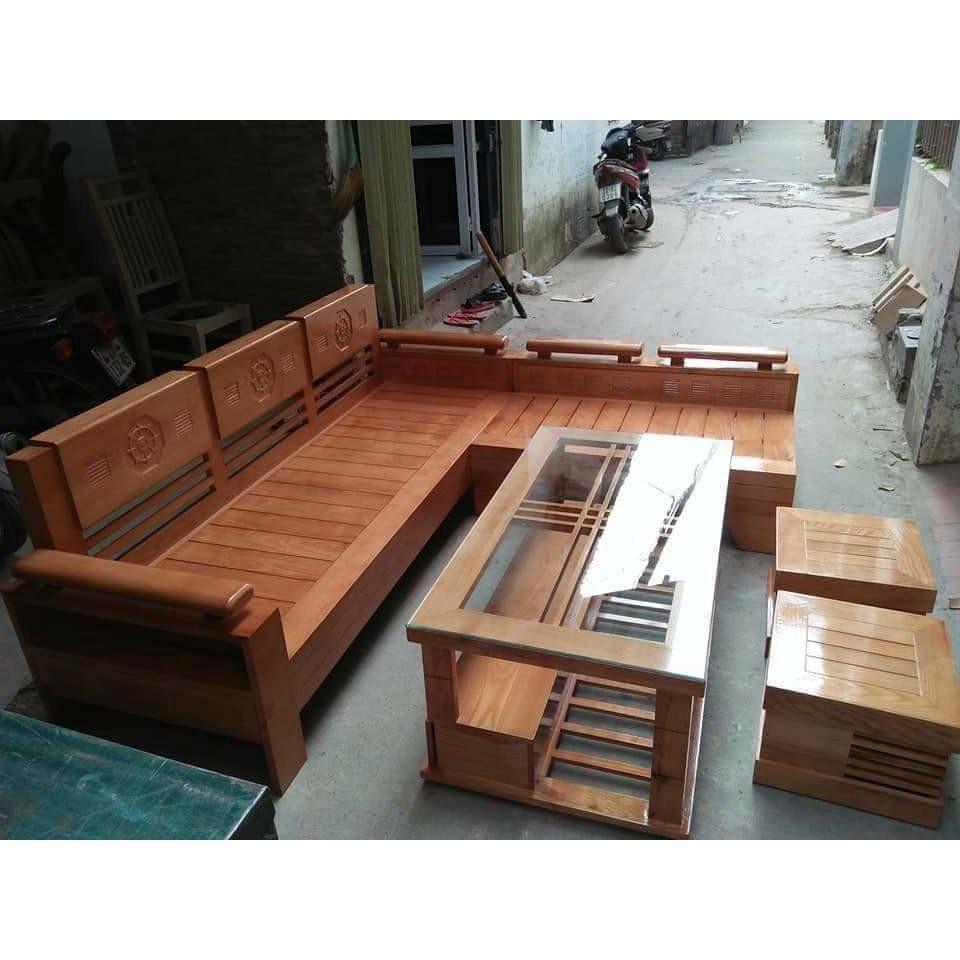 Bộ bàn ghế sofa phòng khách góc gỗ sồi Mỹ giá thật