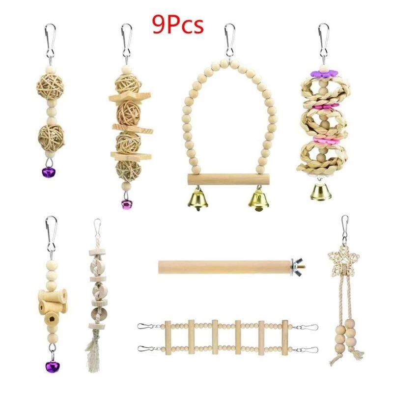 9 gói Đồ chơi chim treo chuông chuông Chim Chim đồ chơi vẹt vẹt