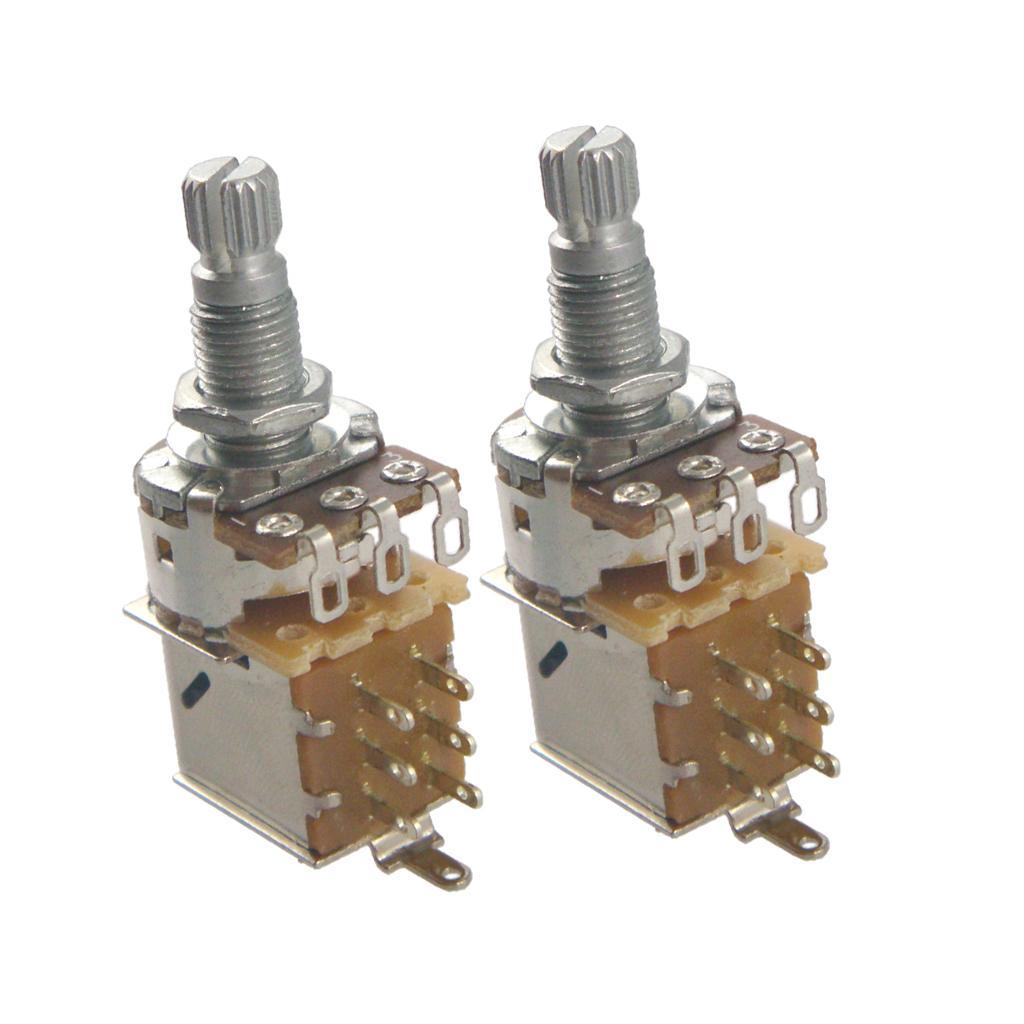 2X 2 Pack Push Pull Control Pots Guitar Potentiometer 18mm Split Shaft A25K