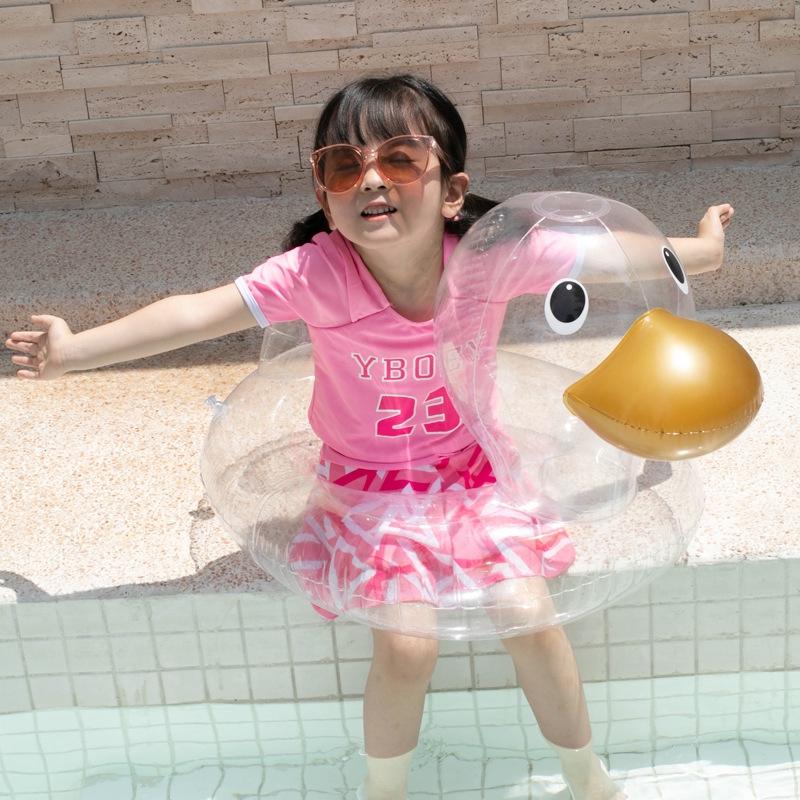 Vòng bơi hình con vịt rõ ràng Vòng bơm hơi Vòng tròn Phao cho trẻ em Nệm bơm hơi cho trẻ em Thể thao dưới nước