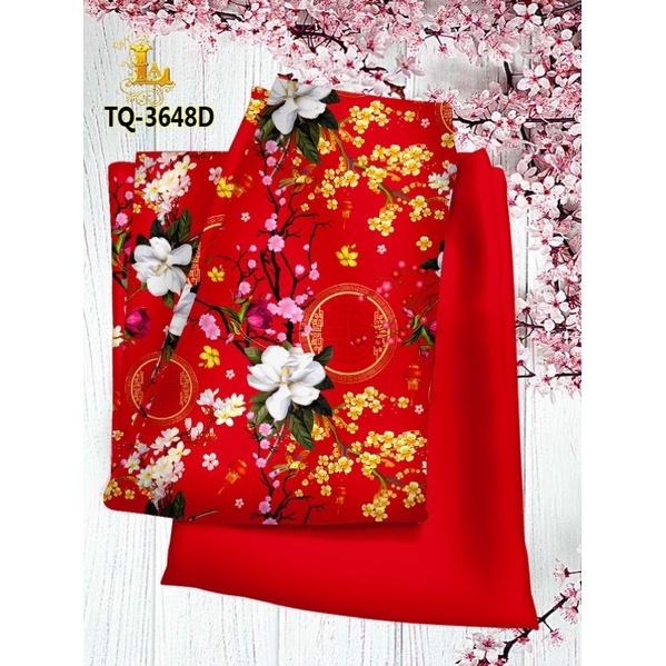 Vải Áo Dài Tết Mới, Nhiều Màu Hoạ Tiết Hoa Mai Hoa Đào