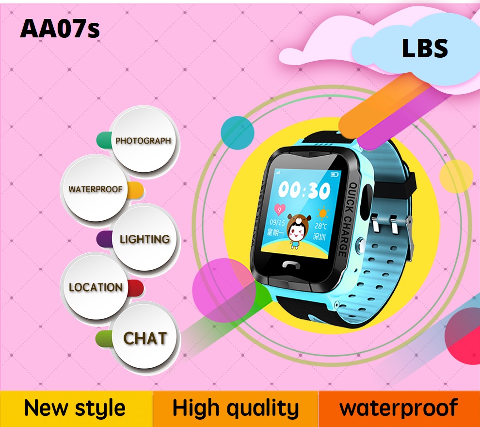 Đồng hồ định vị trẻ em LBS KKTick KidWatch AA07s thông minh, nghe gọi 2 chiều, màn hình cảm ứng, kháng nước IP67, camera 2.0 - Hàng nhập khẩu