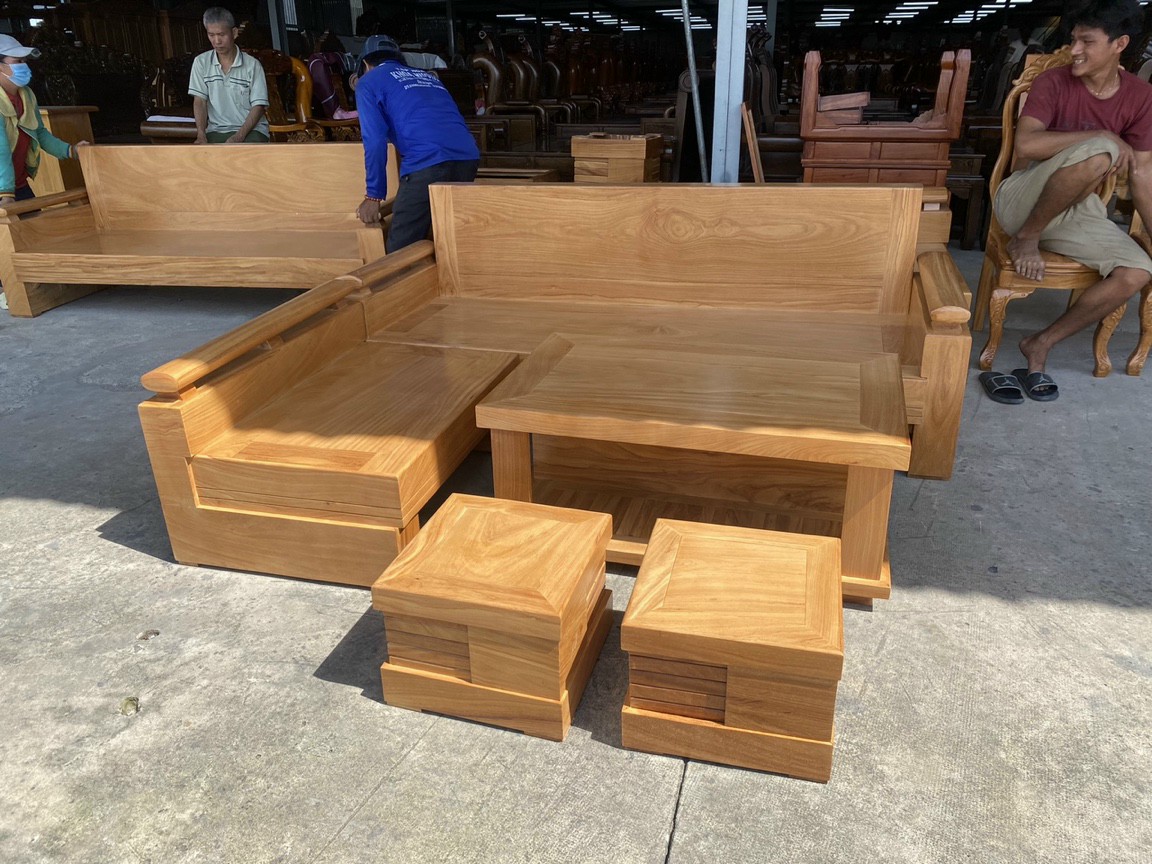 Bộ bàn ghế phòng khách ,bộ sofa góc L gỗ gõ đỏ