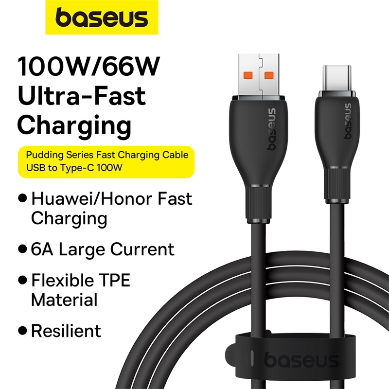 Cáp Sạc Nhanh Baseus Pudding Series Fast Charging Cable USB to Type-C 100W (Hàng chính hãng)