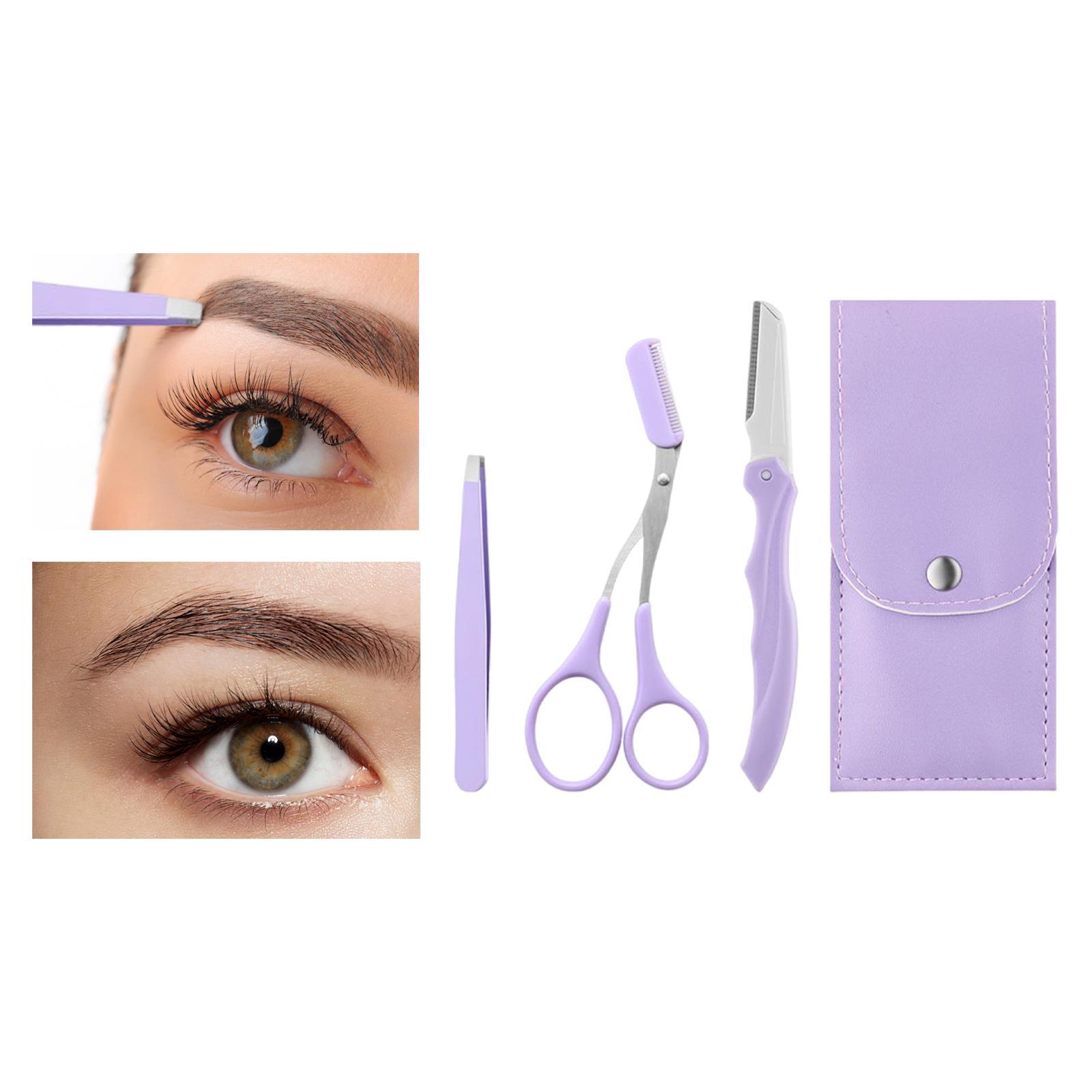 Eyebrow Grooming Kit Eyebrow Scissors with Comb with Storage Bag for Salon