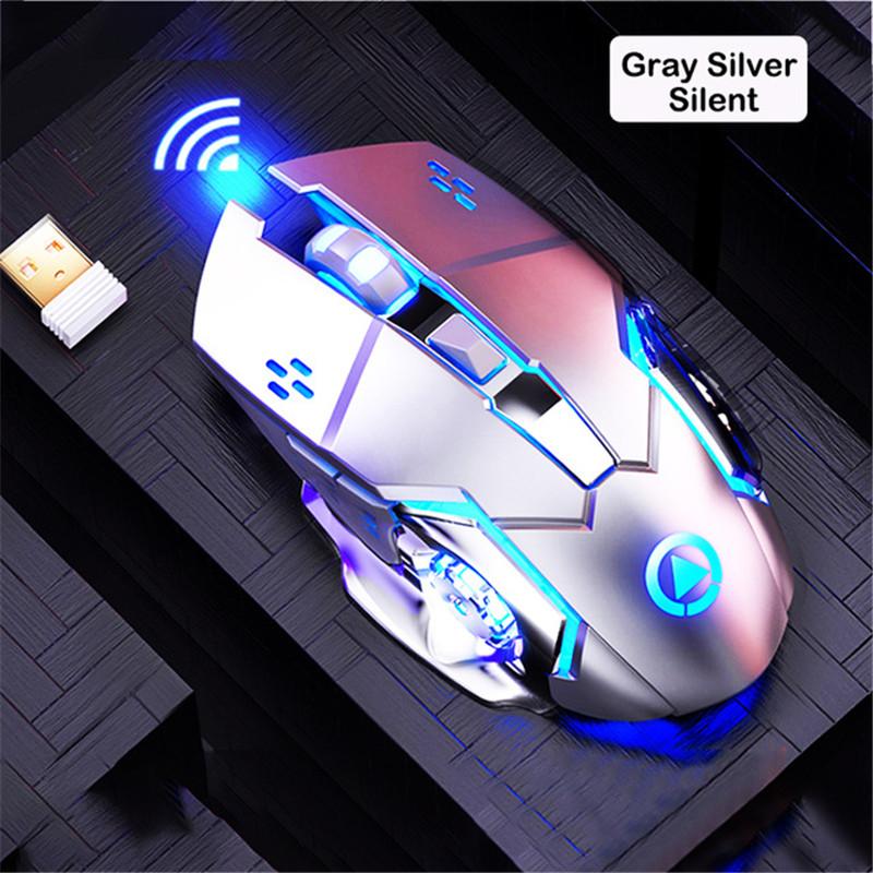 Chuột Chơi Game Chuyên Nghiệp 6 Phím Không Dây 2.4Ghz Mause Cho Máy Tính/Laptop Có Thể Sạc Im Lặng PUBG/Cs Go/LOL