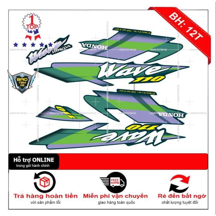 Tem rời dán xe wave nhỏ đời đầu dán xe xanh nhớt - Bi Decal
