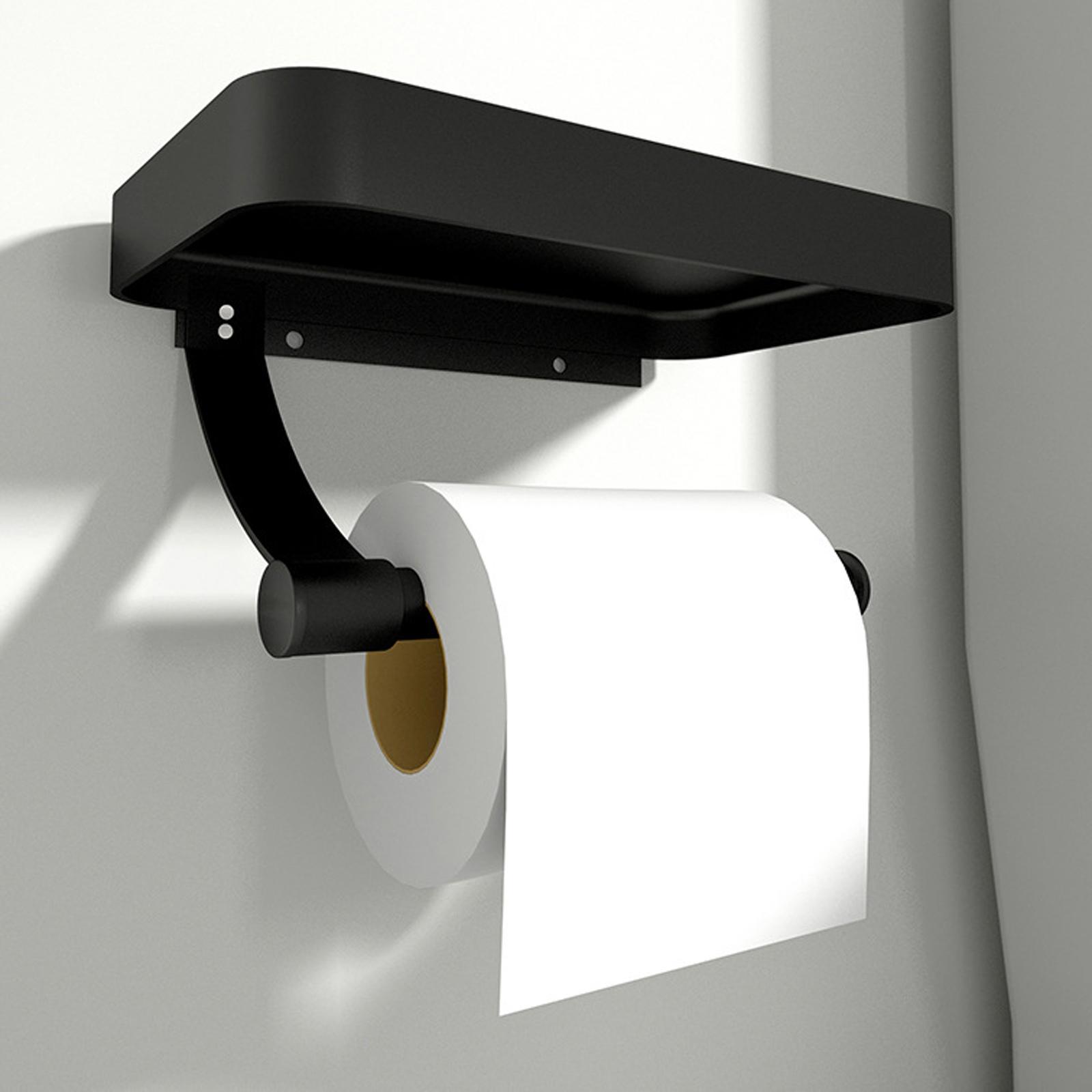 Paper Roll Holder Aluminum Shelf Multifunctional Toilet Roll Holder for Wall