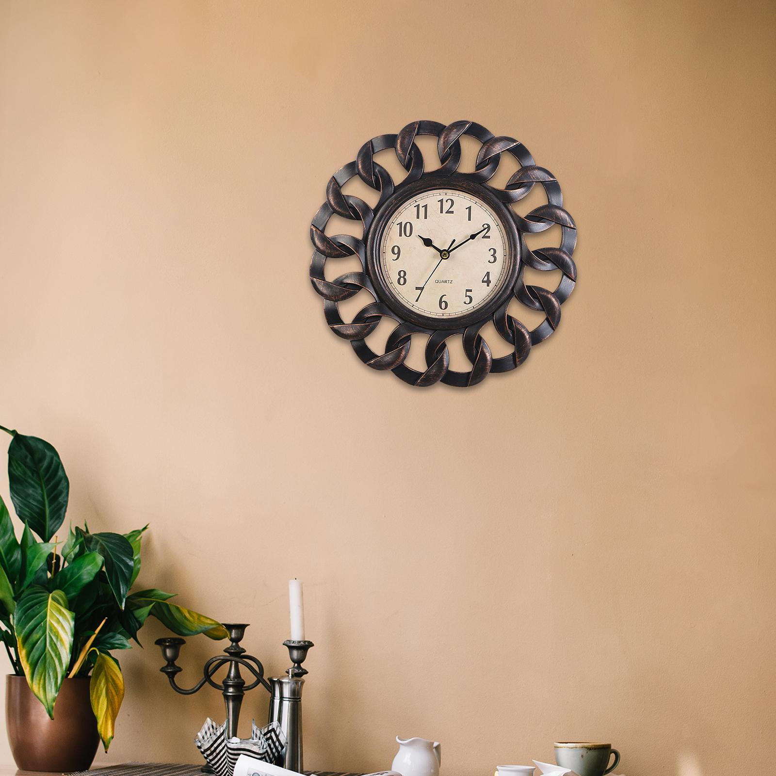 Retro Wall Clock, Round Non Ticking Hanging Clocks for Bedroom Coffee shop decorationation