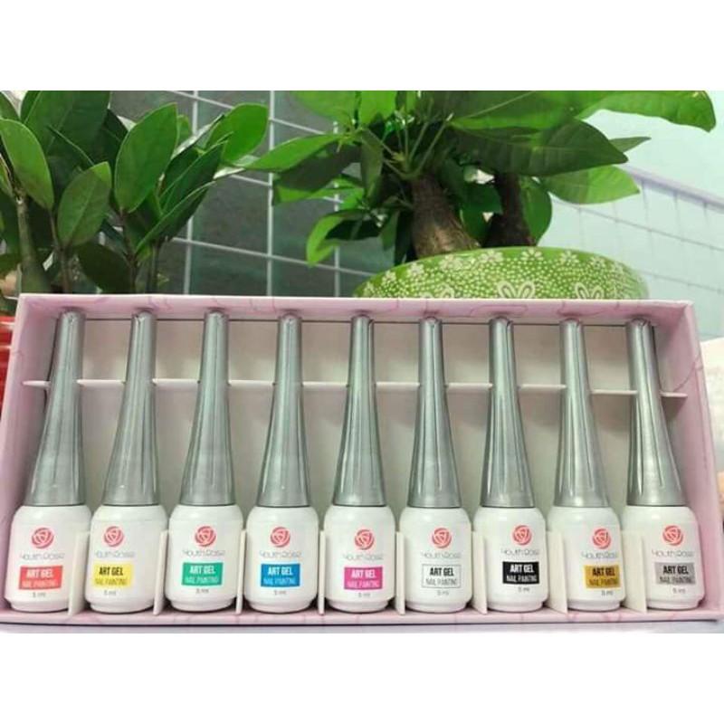 Gel vẽ nét hoa hồng, set bút vẽ hoa hồng, Set gel cọ nét hoa hồng