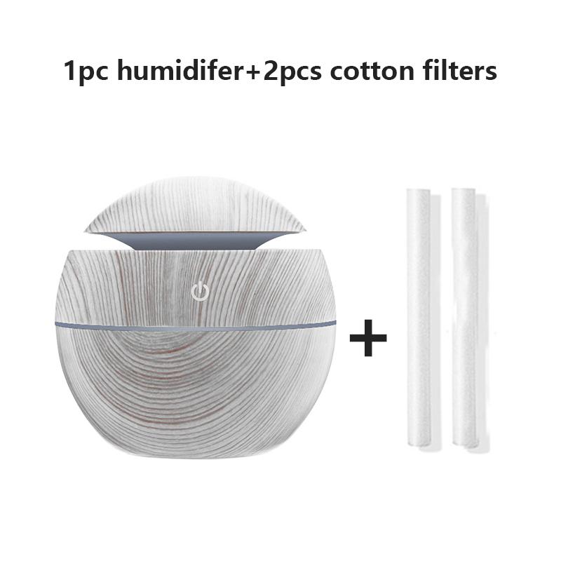 130ML USB Máy Tạo Độ Ẩm Không Khí Tự Do Lọc Hạt Gỗ Nhiều Màu Sắc Điện Gia Đình Siêu Âm Sương Khuếch Tán Tinh Dầu Thơm Xe Ô Tô Văn Phòng