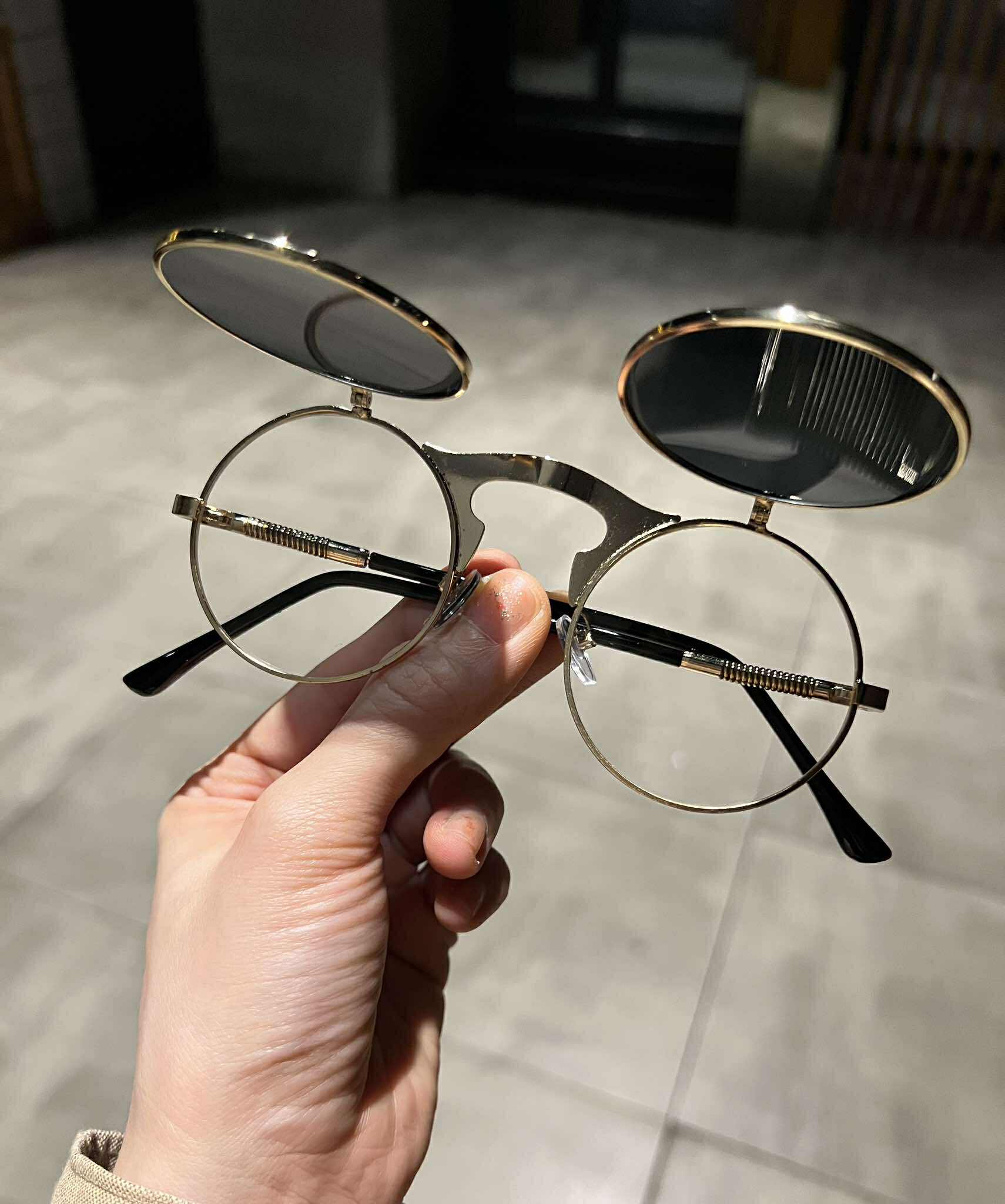 Kính Mắt tròn xoe 2 lớp 2 in1 đi ngày và đêm