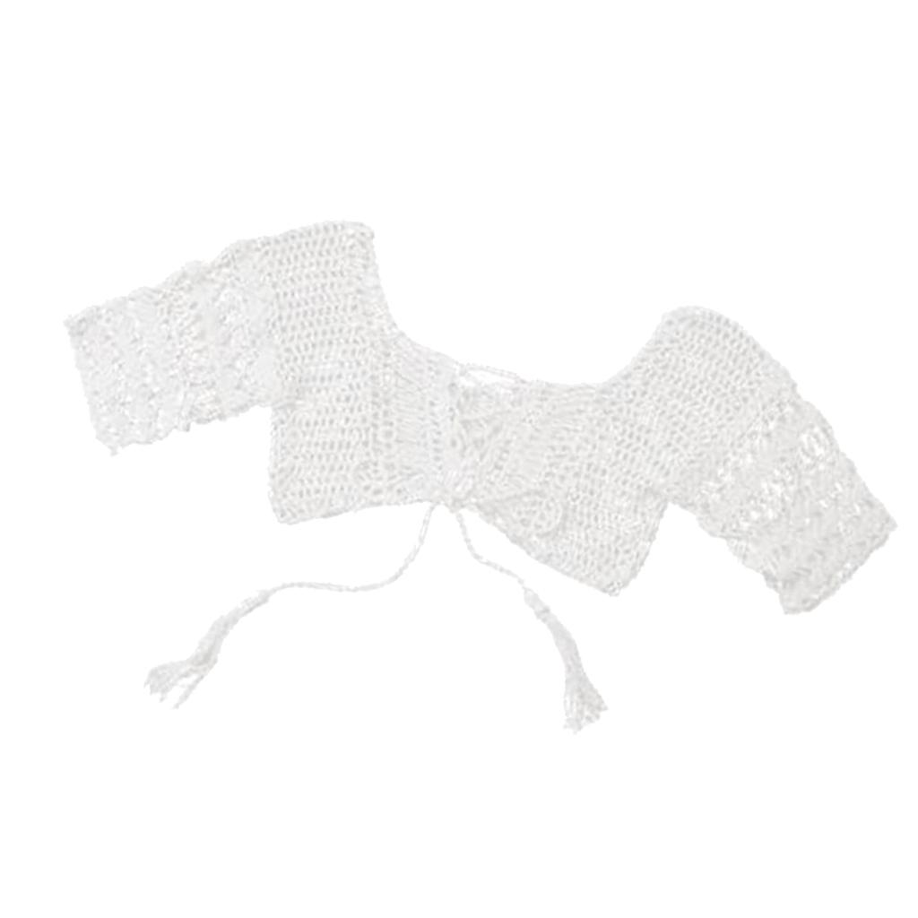 White Crochet Bikini Top Middle Sleeves Crop Tops Boho Beachwear Swimsuit L