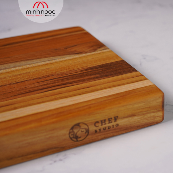 Thớt gỗ Teak ghép ngang, hình chữ nhật 20x30x2,5 cm - MSP CG01. Dùng cắt, thái, khay trưng bày thực phẩm.