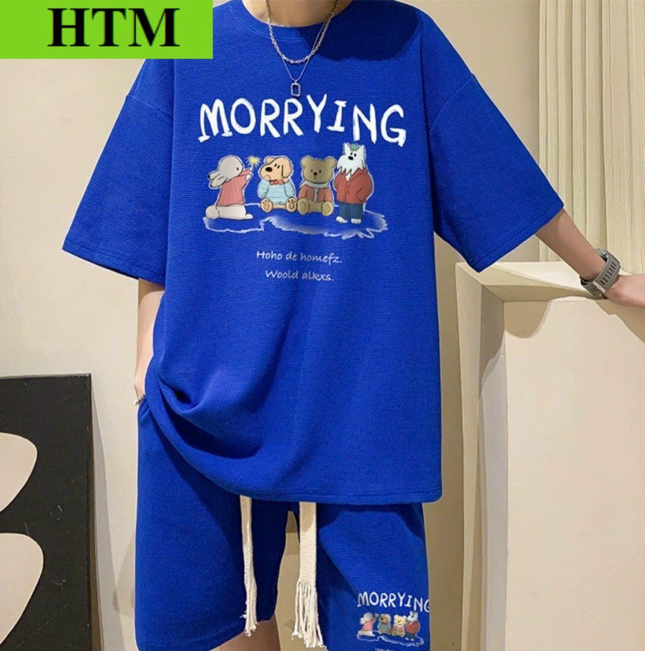 Sét Thể Thao Nam Nữ Mùa Hè Mặc Nhà Chất Thun Cotton Xốp Thái Siêu Xịn In Chữ MORRYING Siêu Đẹp HTM FASHION