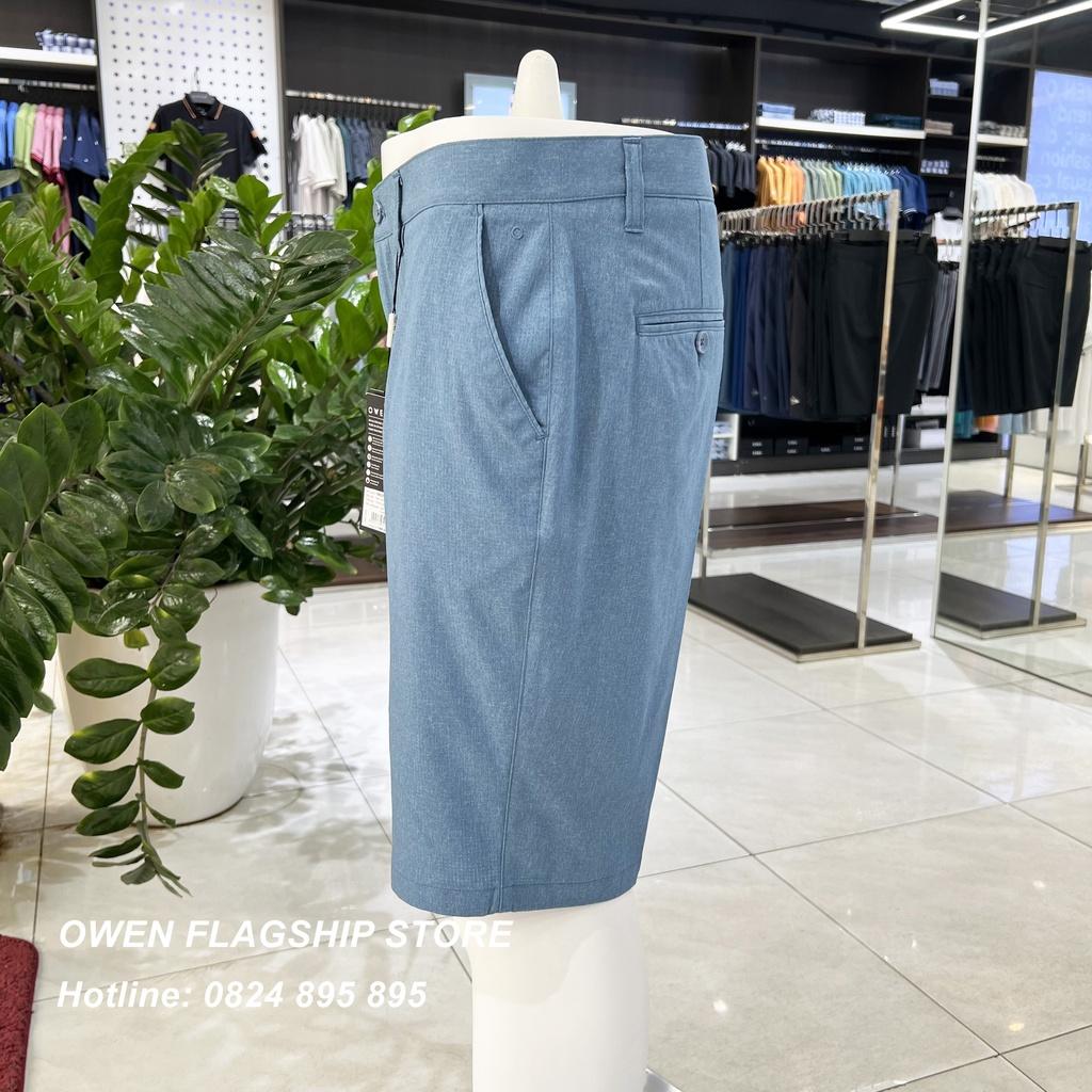 Quần short tây nam owen sợi Nano thoáng mát màu xanh nhạt SW231424