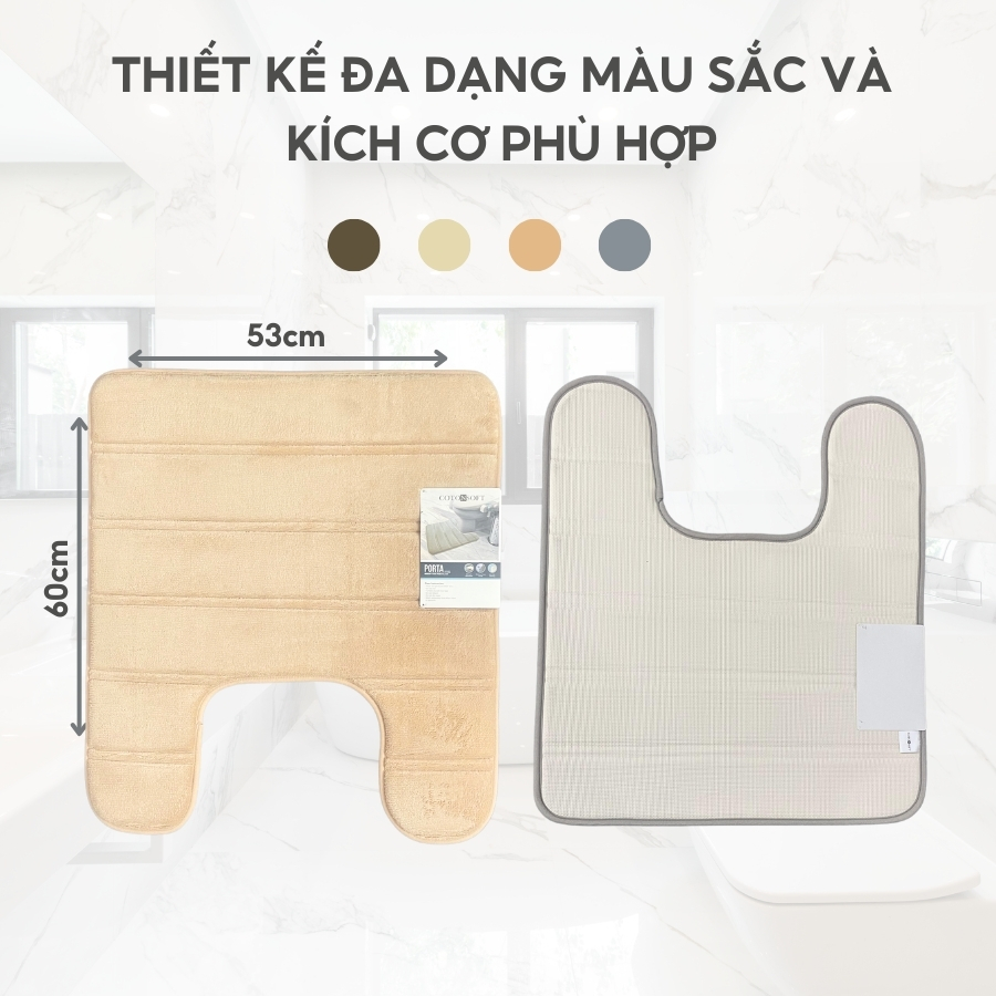 Thảm lót sàn toilet Jean Perry memory foam thấm hút nhanh khô 53x60cm