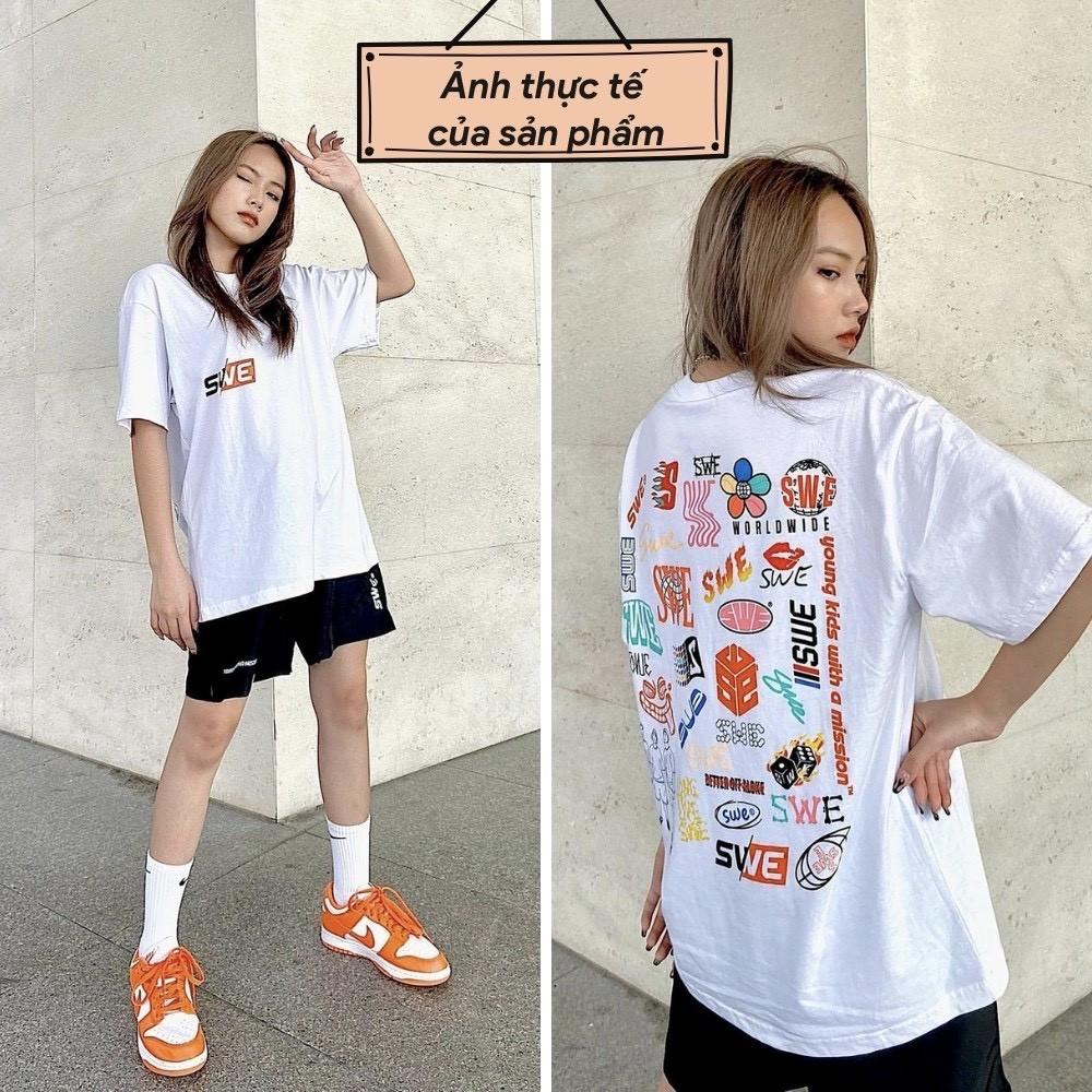 Áo thun tay lỡ SWE from rộng Unisex Nam Nữ phong cacsg Ulzzang cá tính năng động