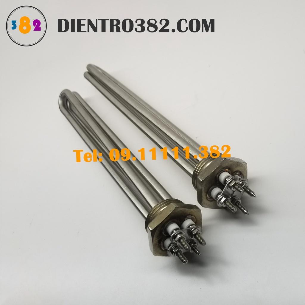 Điện trở củ ren phi 32 điện áp 220V hai ống đốt chữ U chất liệu inox 304