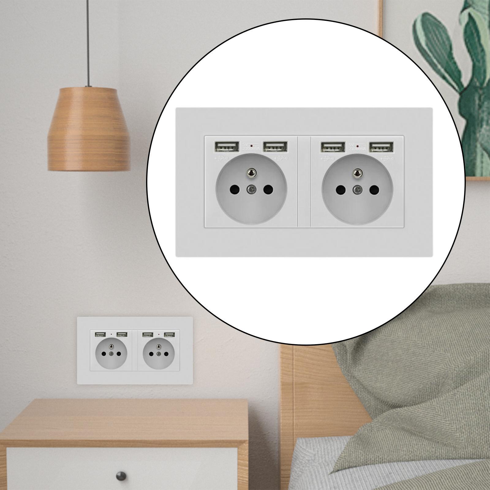 Wall Socket with USB Port Panel Power Outlets EU Plug for Office Restaurant