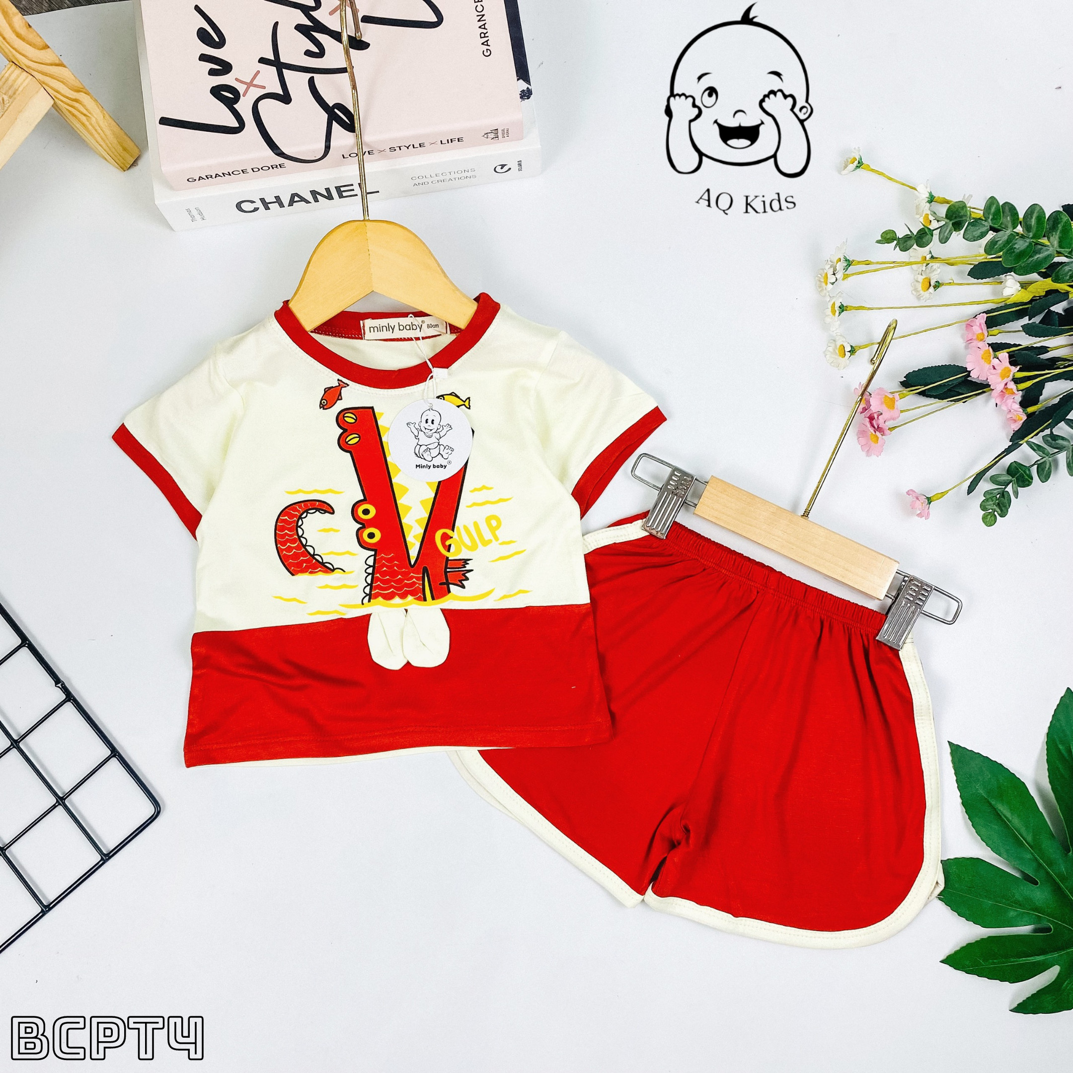 Bộ Cộc Tay THUN LẠNH MINKY MOM In Hình Toàn Thân Dễ Thương Cho Bé