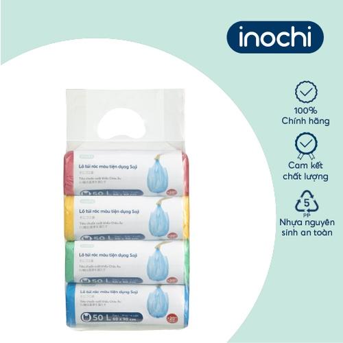 Lô túi rác màu tiện dụng Inochi - Soji 4 x 50L có quai cầm