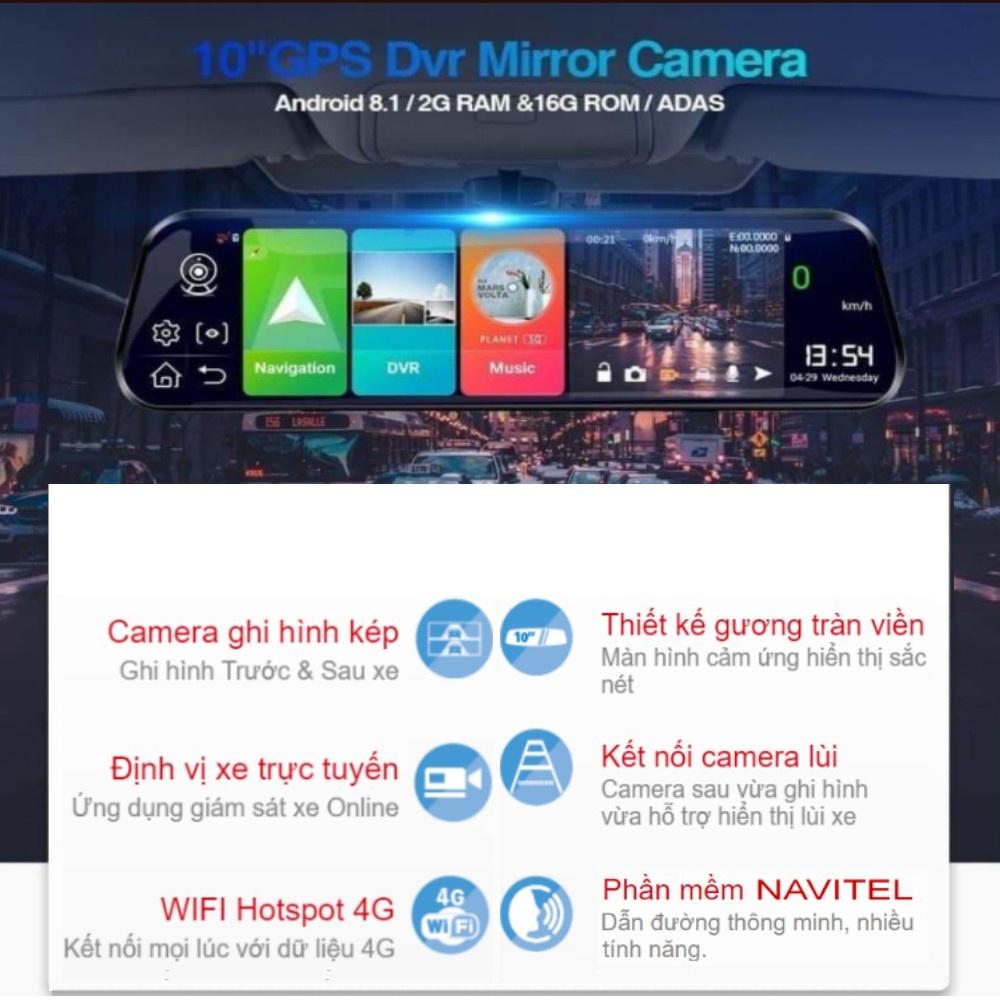 Camera hành trình ô tô D10 độ phân giải FHD, cảnh báo va chạm, lệch làn, hỗ trợ quay đêm, định vị GPS bảo hành 12 tháng