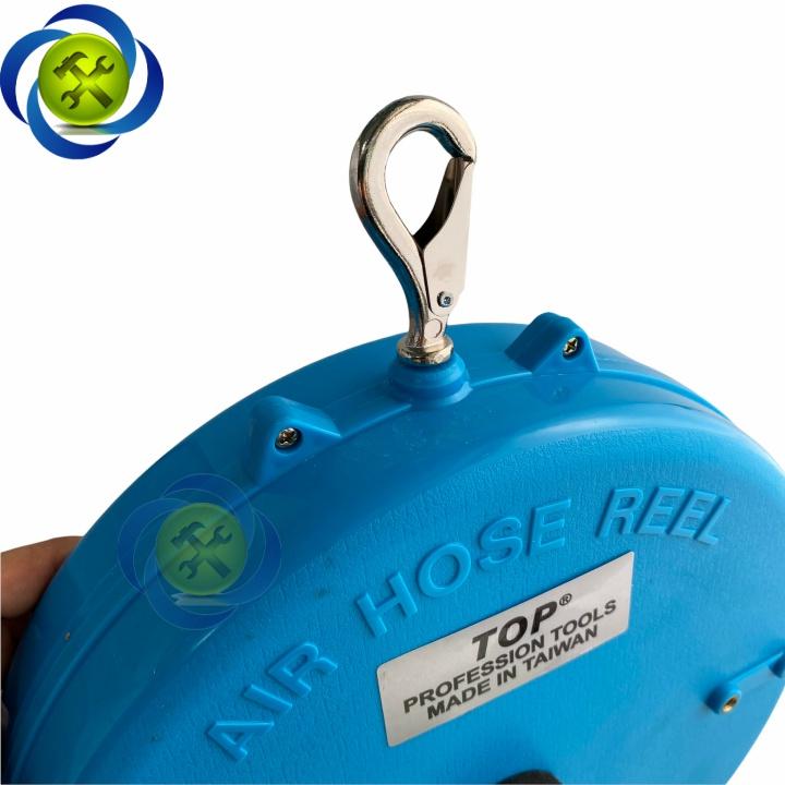 Cuộn dây hơi treo tự rút 7,5m TOP HR-600A ống 8mm x 12mm HỘP NHỰA XANH