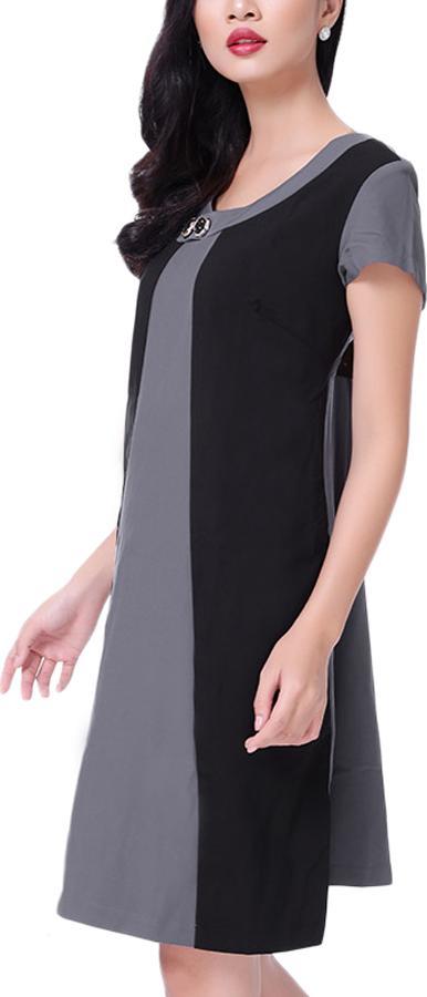 Đầm Công Sở An Thủy 635 - Đen Phối Xám