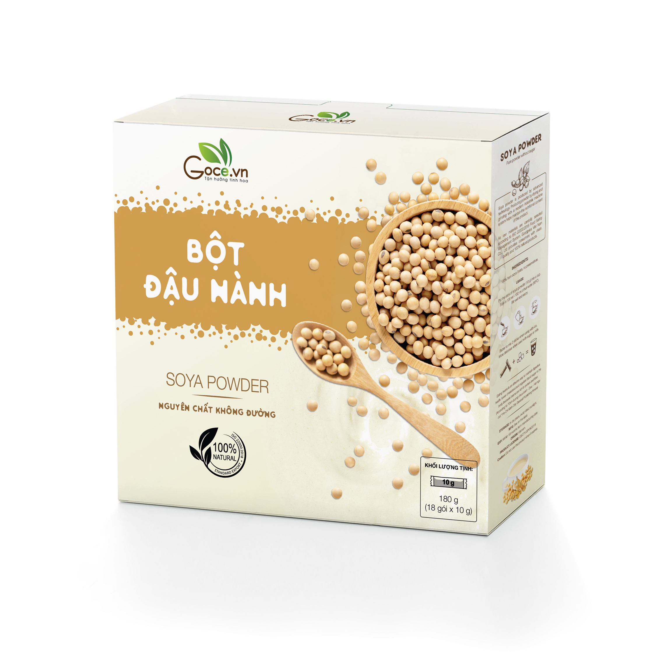 Bột đậu nành nguyên chất Goce - 180g (18 gói x 10g)