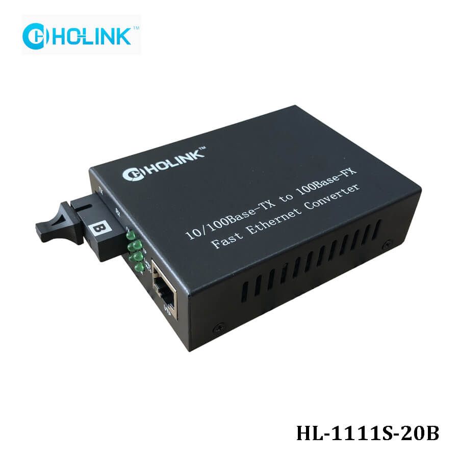 Bộ chuyển đổi quang điện Ho-Link HL-1111S-20AB | 1 sợi quang 10/100MB - Hàng chính hãng