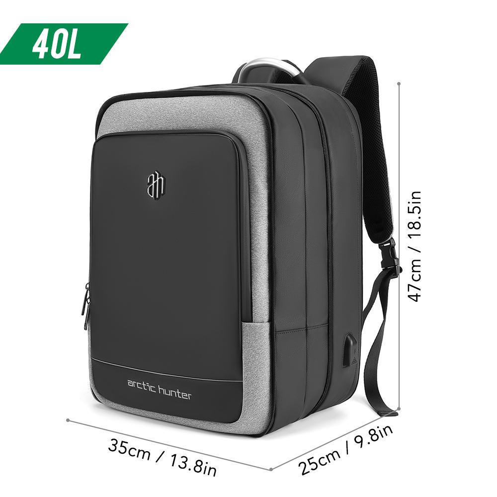 Balo laptop chống nước dung tích 40L có cổng sạc USB, để máy tính lên đến 17 inches