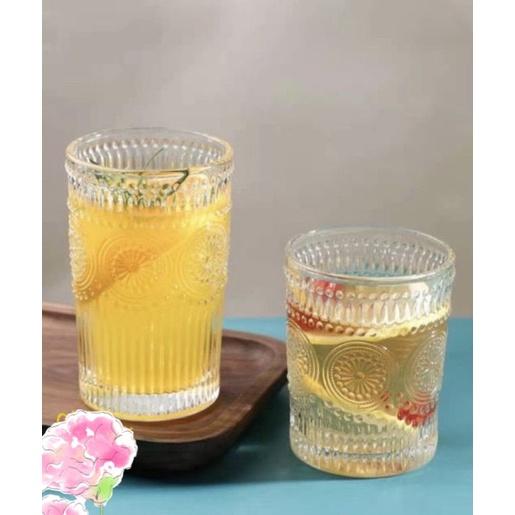 Bộ 6 Ly, Cốc thủy tinh hoạ tiết nổi - Ly thủy tinh chịu nhiệt
