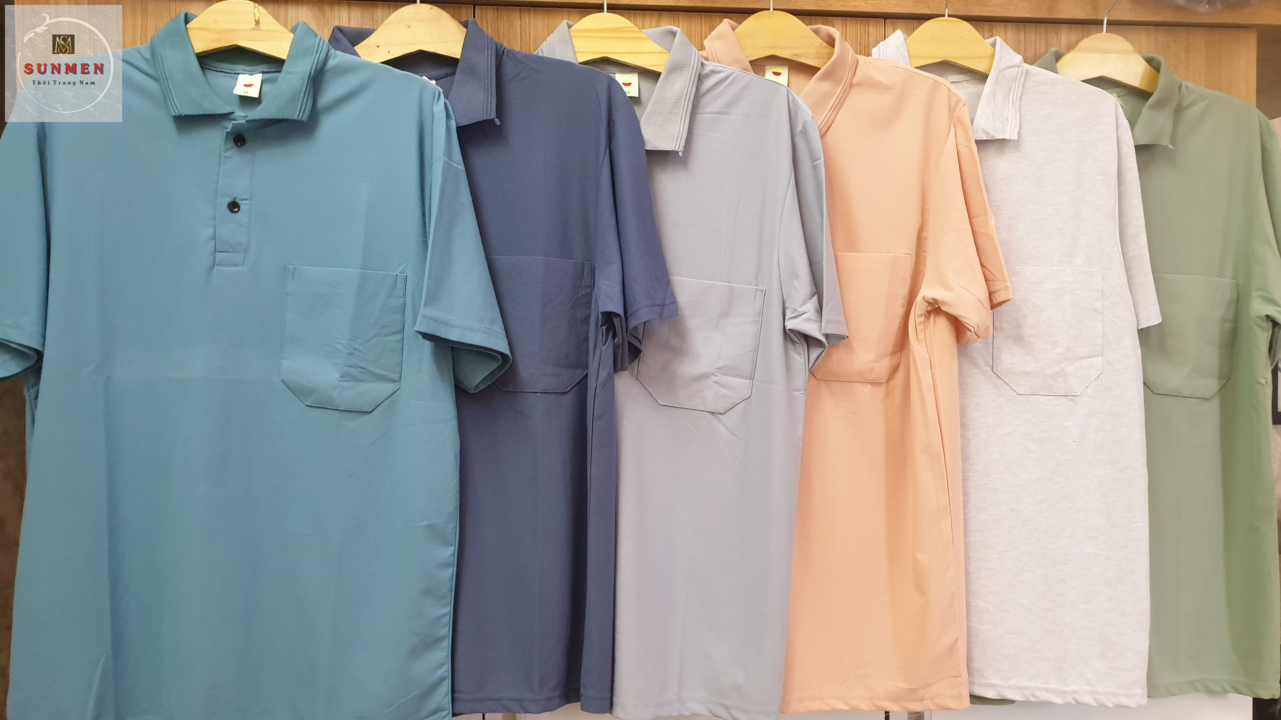 Áo Thun Nam Có Túi Trung Niên Loại Trơn Cổ Bẻ From Rộng Tay Lỡ SUNMEN ATNTN001 Đủ Màu Size Từ 50 - 85kg,Áo thun phù hợp đi chơi,đi làm,mặc nhà thoáng mát
