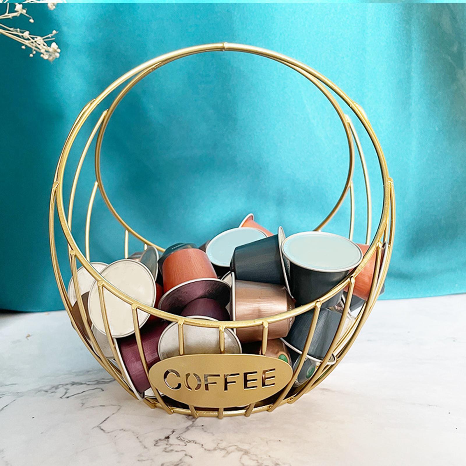 Coffee Pod Holder Organizer, cup holder Holder Storage Basket , Gold