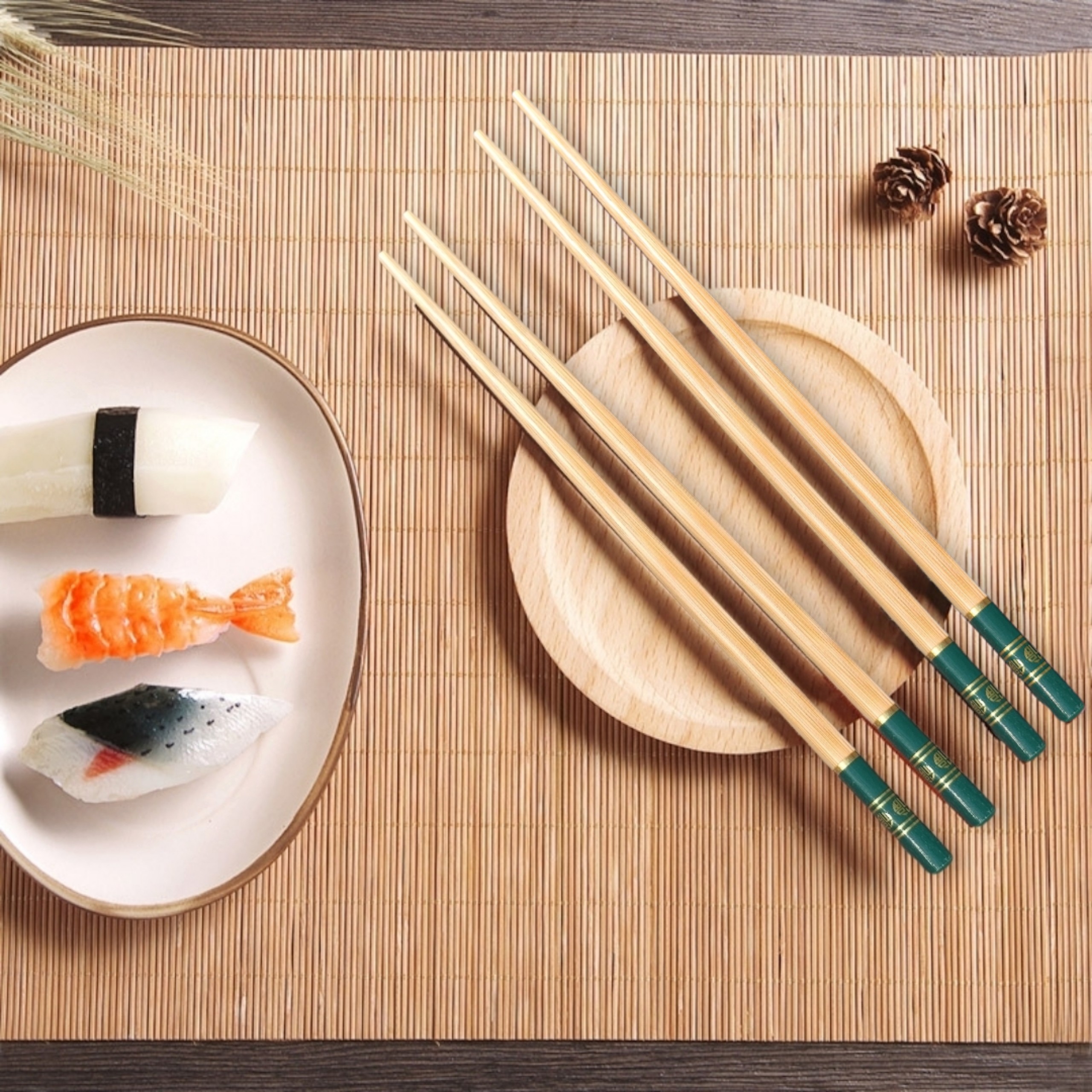 Sét 10 đôi đũa gỗ tre hoa xanh chữ phúc lộc Hàng Xuất Khẩu