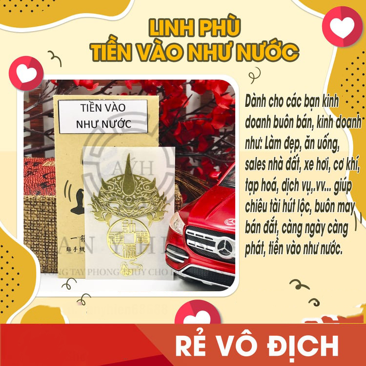 Linh phù TIỀN VÔ NHƯ NƯỚC. Dành cho các bạn làm ăn buôn bán giúp chiêu tài hút lộc. Để bóp ví, làm miếng dán điện thoại, máy tính, laptop, xe hơi