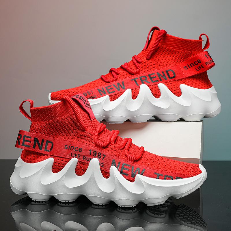 UNISEX High Top Summer Sneakers Sneakers Sneakers Chunky Đàn ông thoáng khí chạy bộ chạy bộ ngoài trời Phụ nữ dày đặc Không trượt Zapatillas Màu sắc mới Color: Black Shoe Size: 42