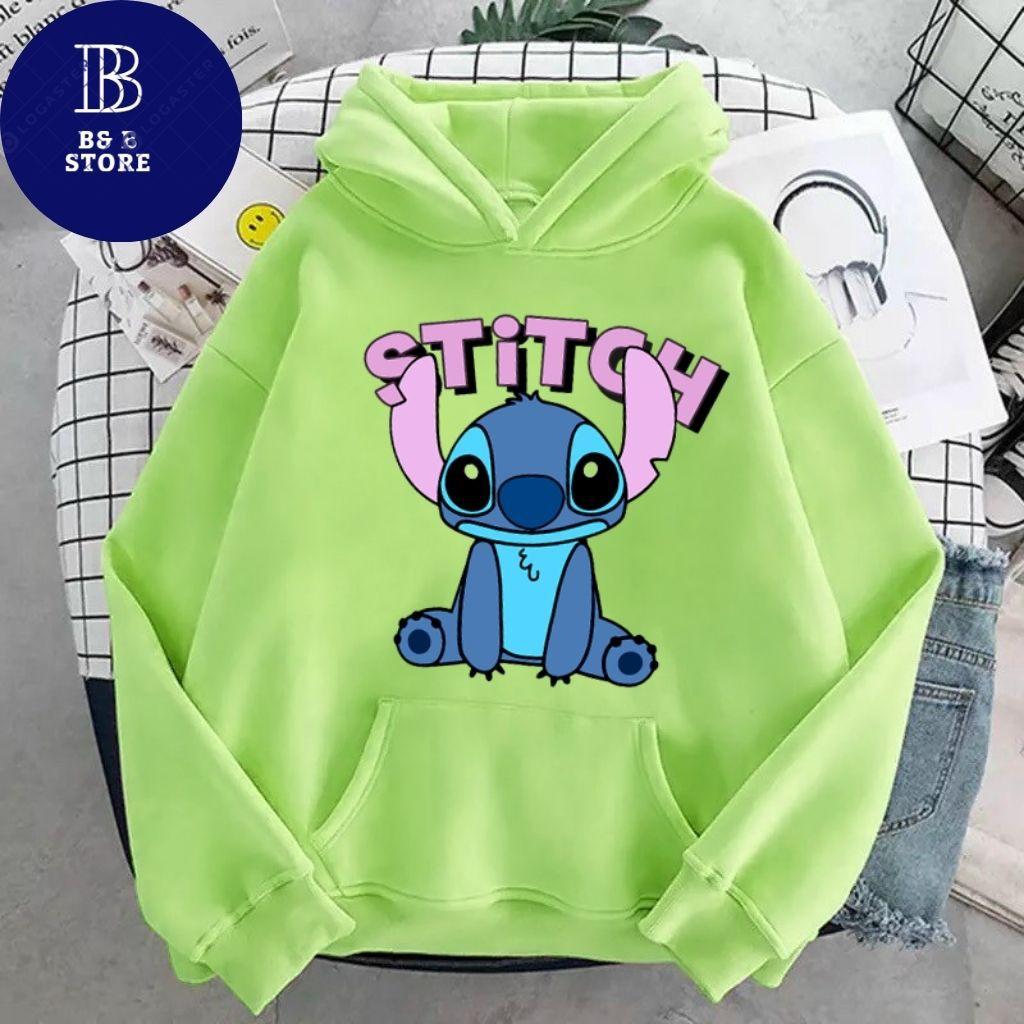 ÁO KHOÁC HOODIE NỈ UNISEX IN STITCH SIÊU CUTE ÁO KHOÁC HOODIE LOCAL BRAND