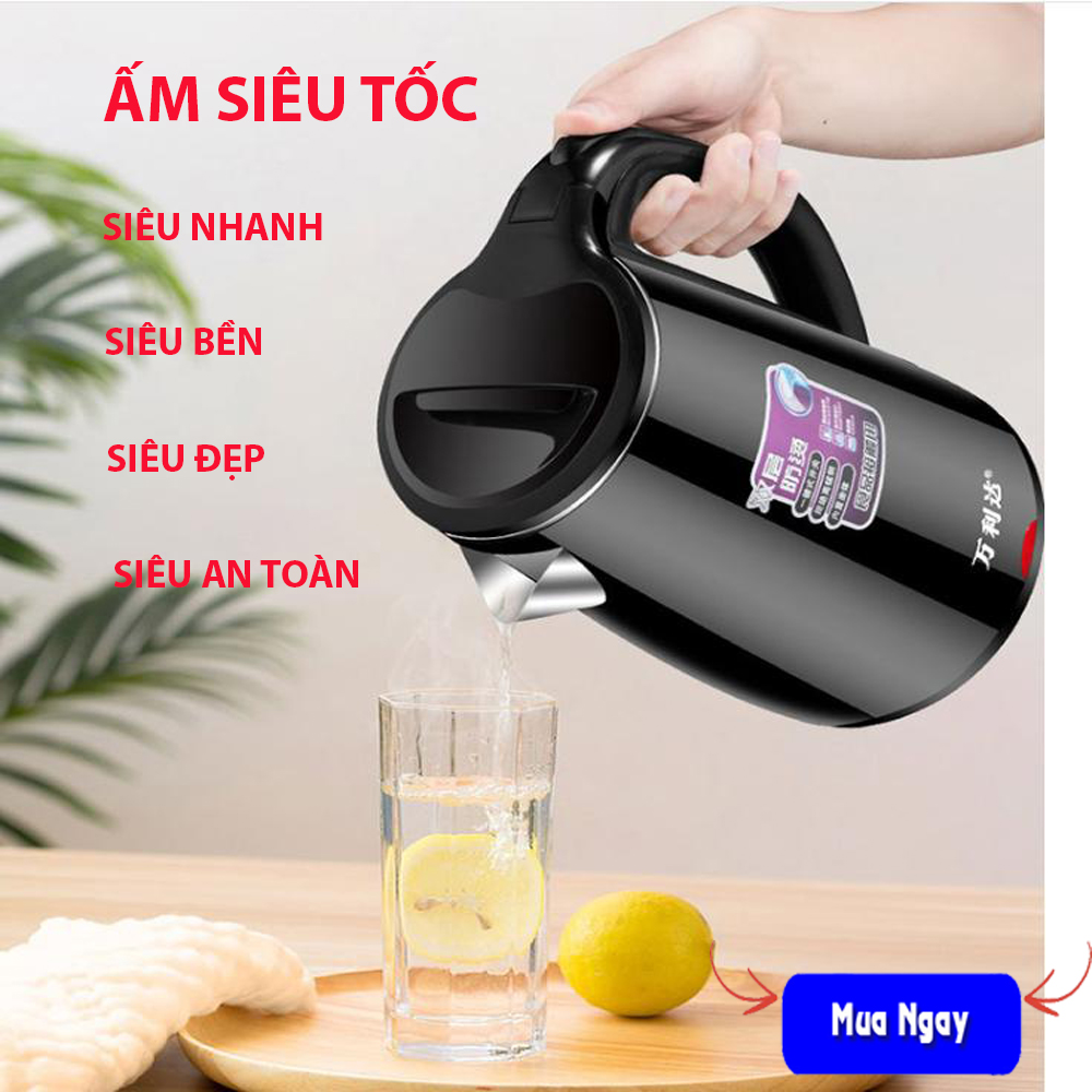 ẤM SIÊU TỐC 2 LỚP CHỐNG BỎNG CAO CẤP, CÔNG NGHỆ INVENTER TIẾT KIỆM ĐIỆN, TỐC ĐỘ ĐUN SÔI CỰC NHANH